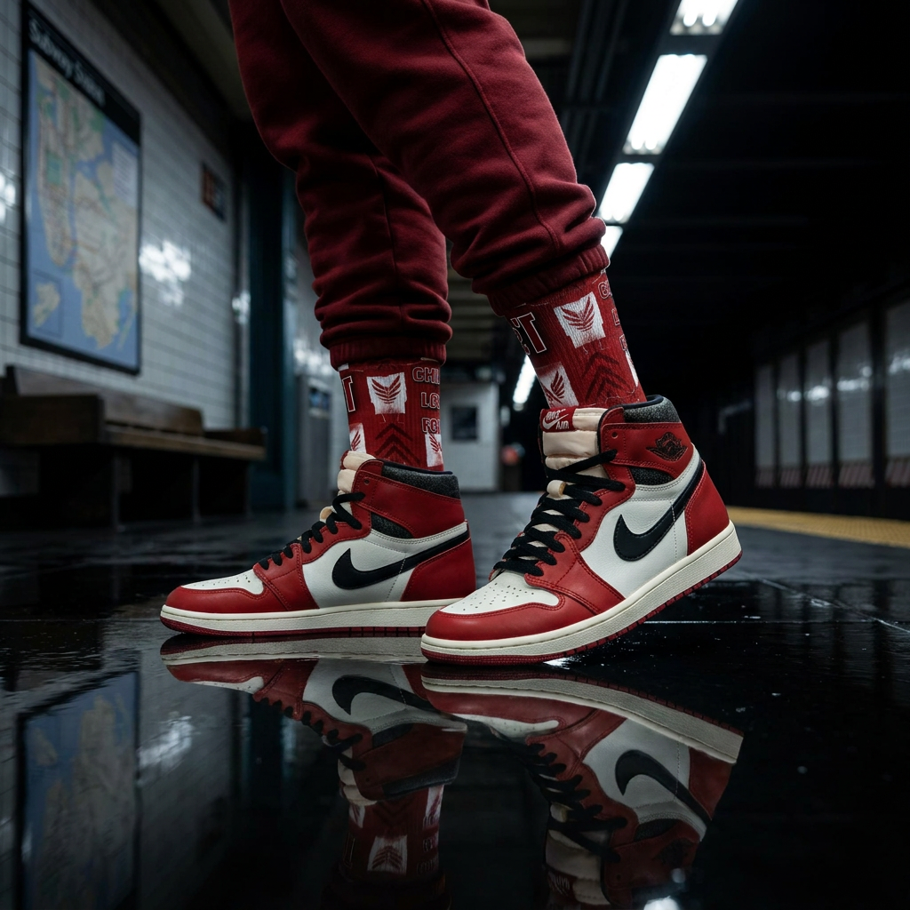 Nike Air Jordan 1 Retro High OG 'Chicago Lost & Found' Matching Socks