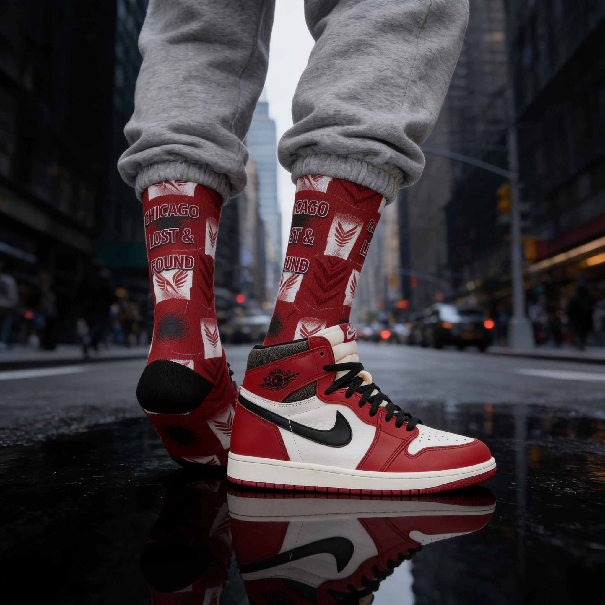 Nike Air Jordan 1 Retro High OG 'Chicago Lost & Found' Matching Socks