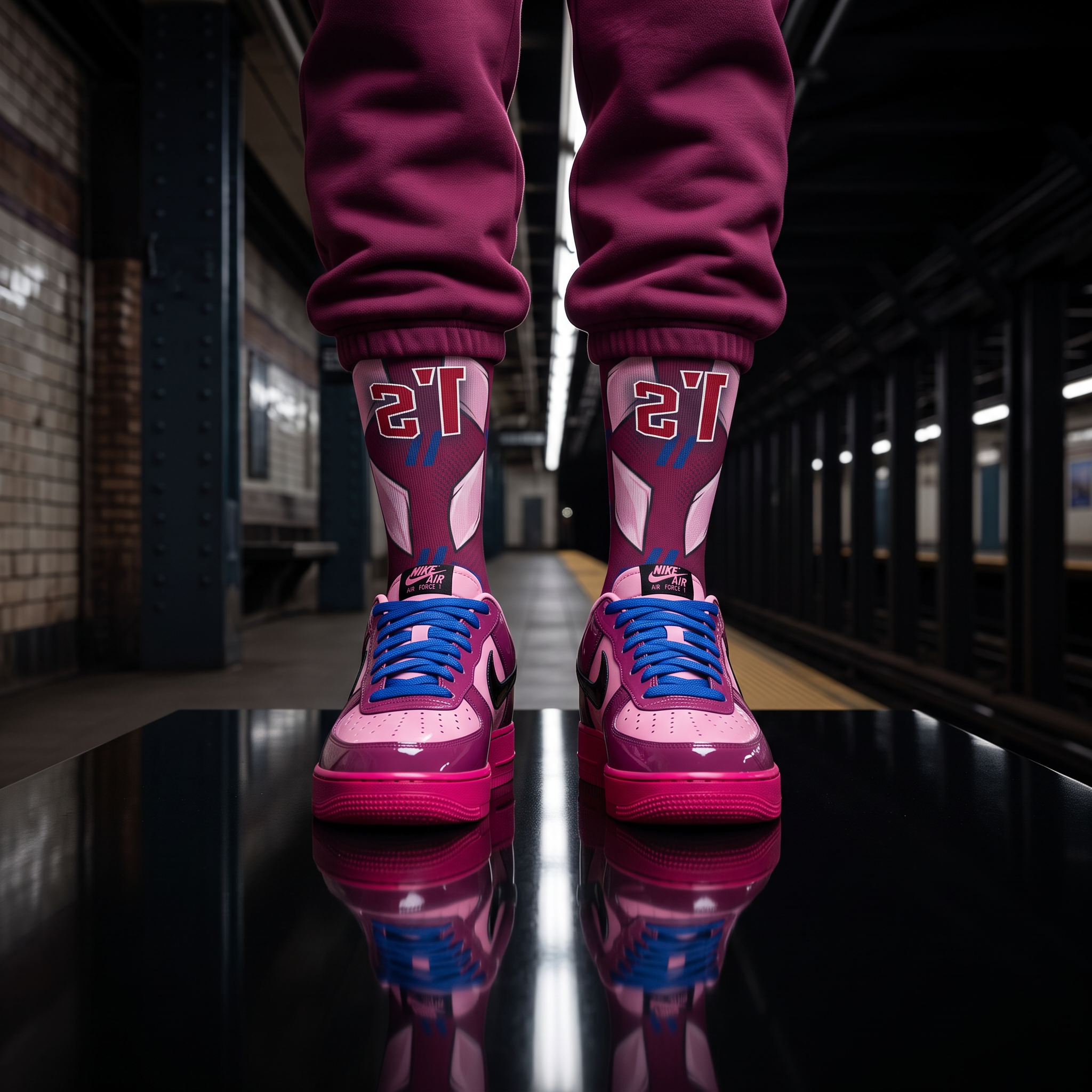 Socks to match Air Force 1 Low 'Pink Cooler Patent'