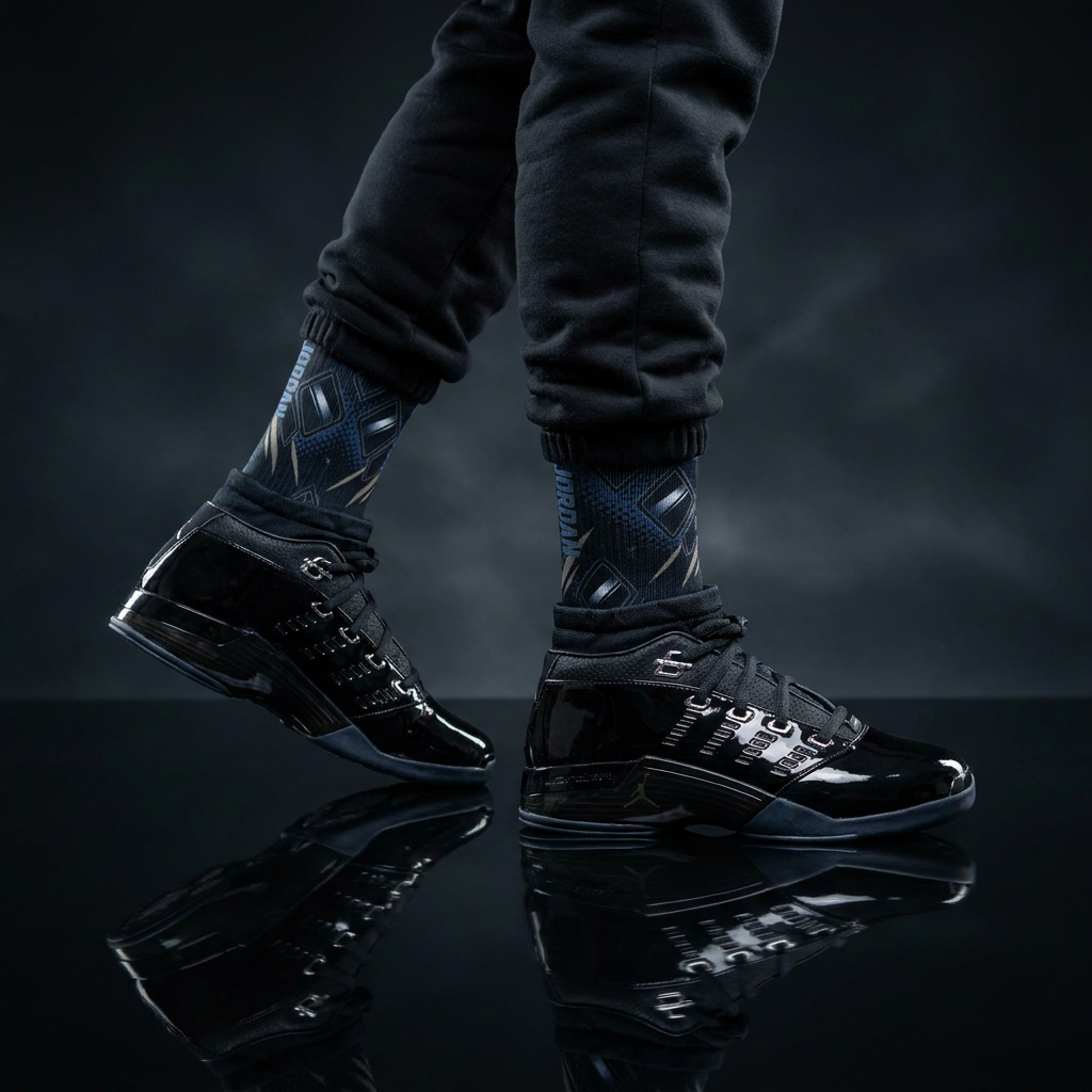 Socks to match Jordan 17 Low 'Black Patent'