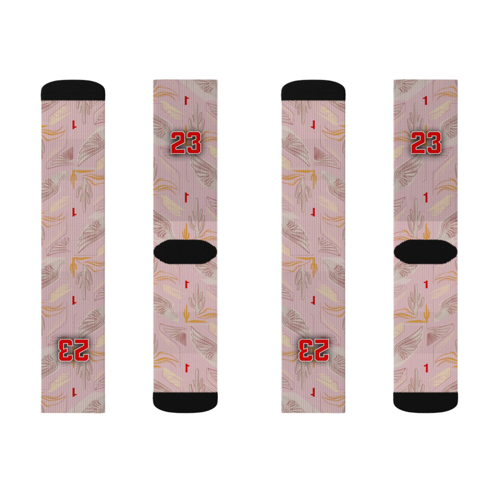 Matching Socks for Travis Scott x Jordan 1 Retro Low OG Sail Tropical Pink Inspired Design