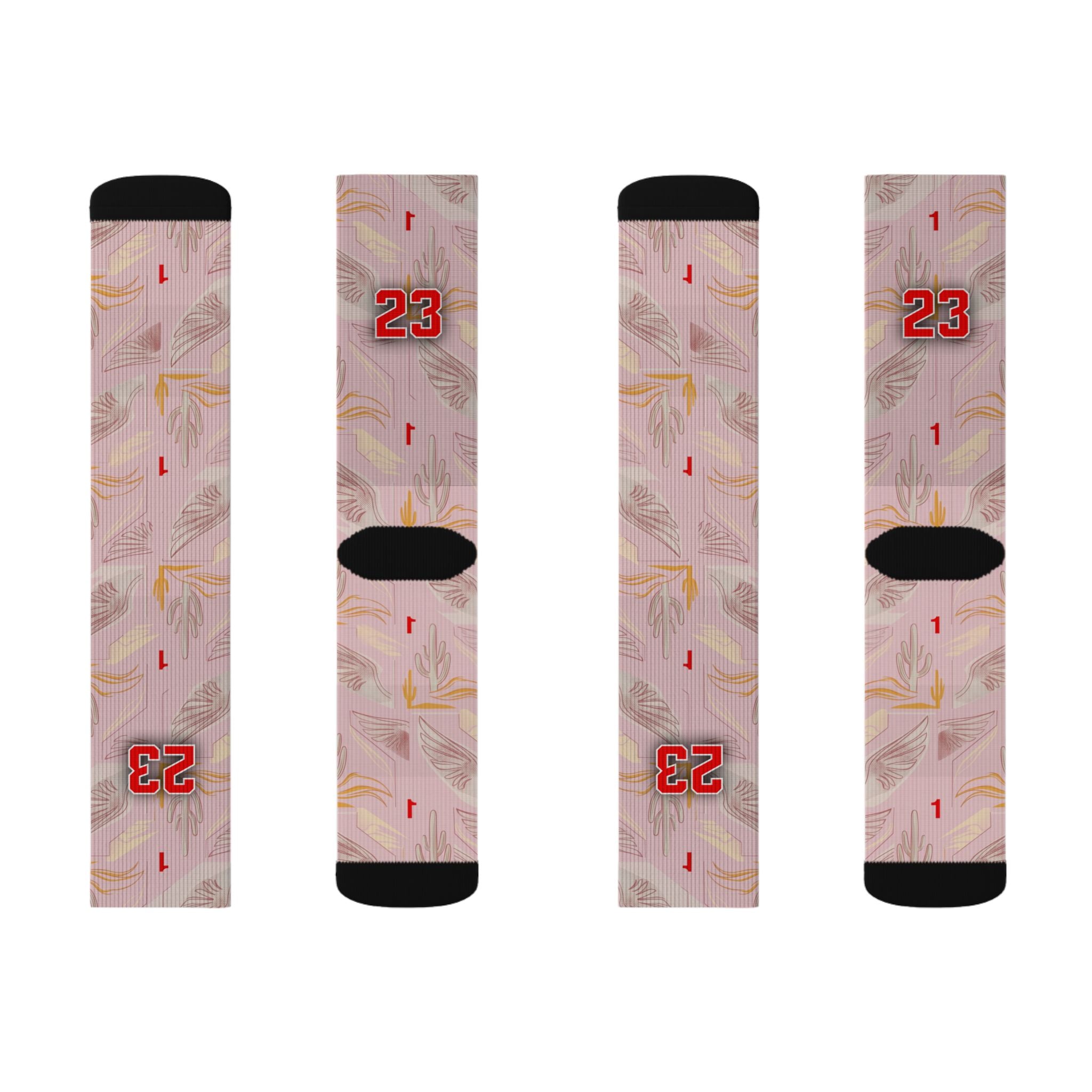 Matching Socks for Travis Scott x Jordan 1 Retro Low OG Sail Tropical Pink Inspired Design