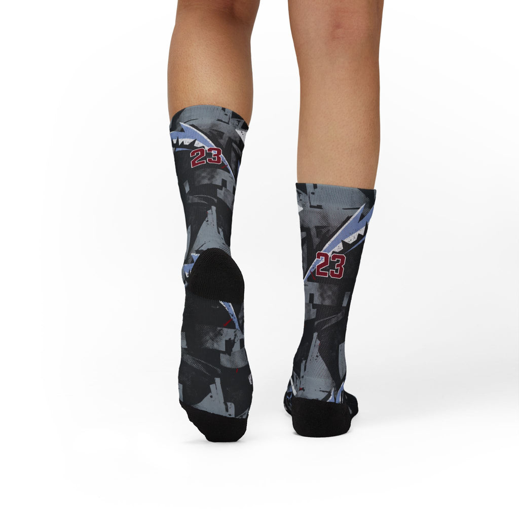 Jordan 5 Retro OG Black Metallic Reimagined matching Crew Socks | Fighter Jet Aviation Streetwear