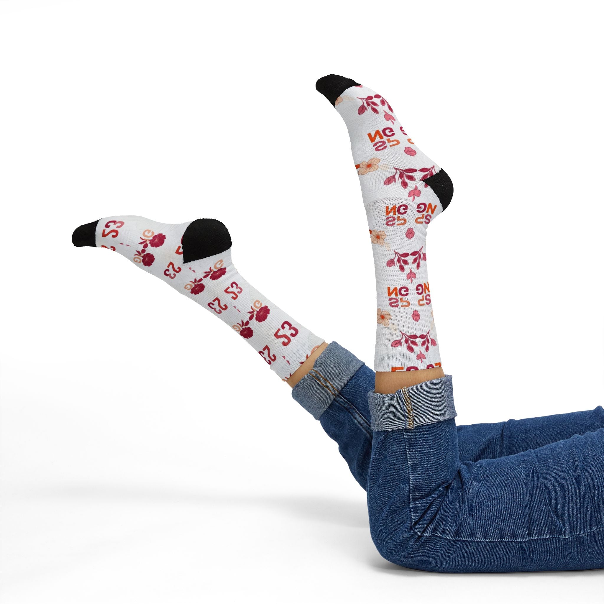 Socks to Match Jordan 3 Retro Spring Flowers Matching Crew Socks | Botanical Streetwear Floral Pattern Basketball
