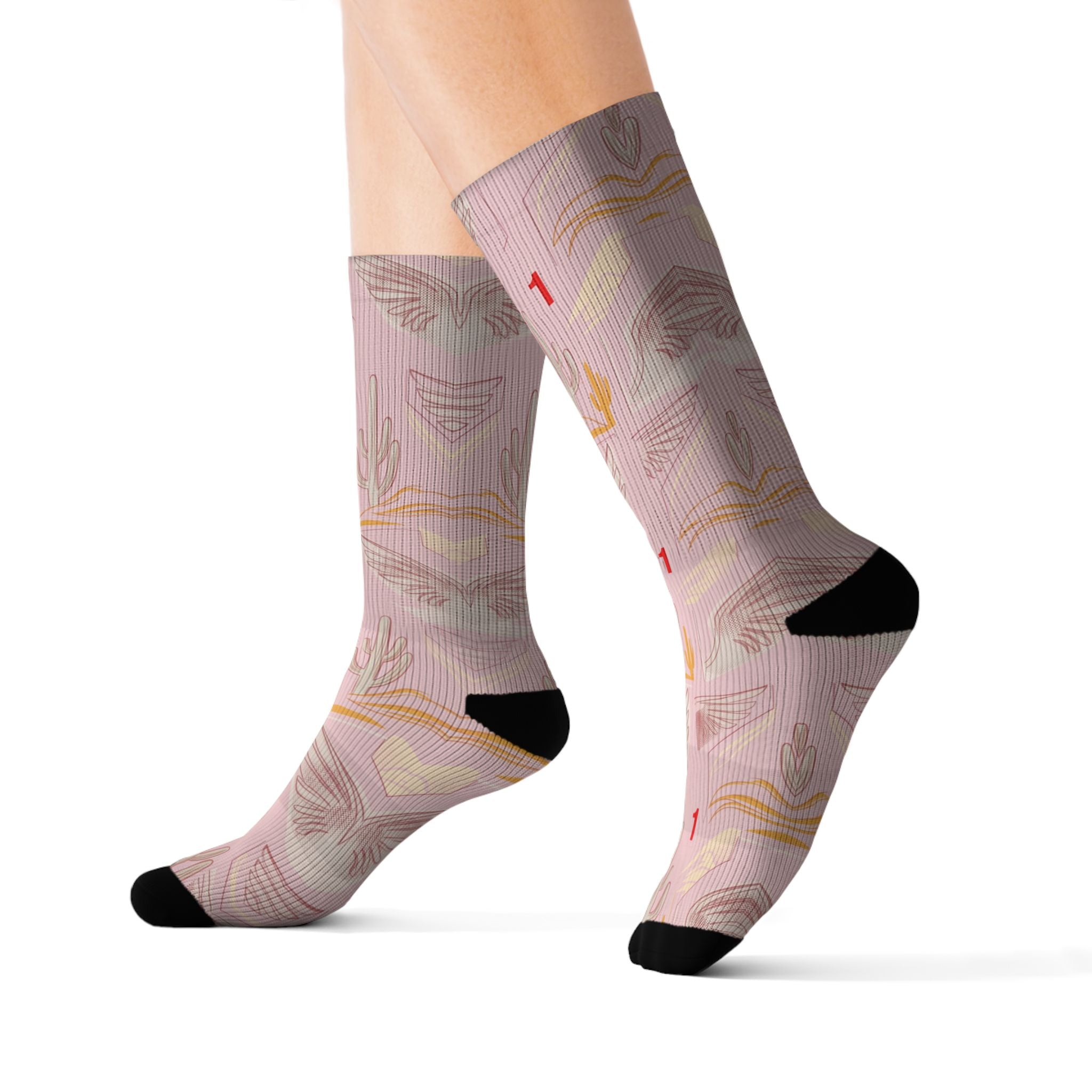 Matching Socks for Travis Scott x Jordan 1 Retro Low OG Sail Tropical Pink Inspired Design