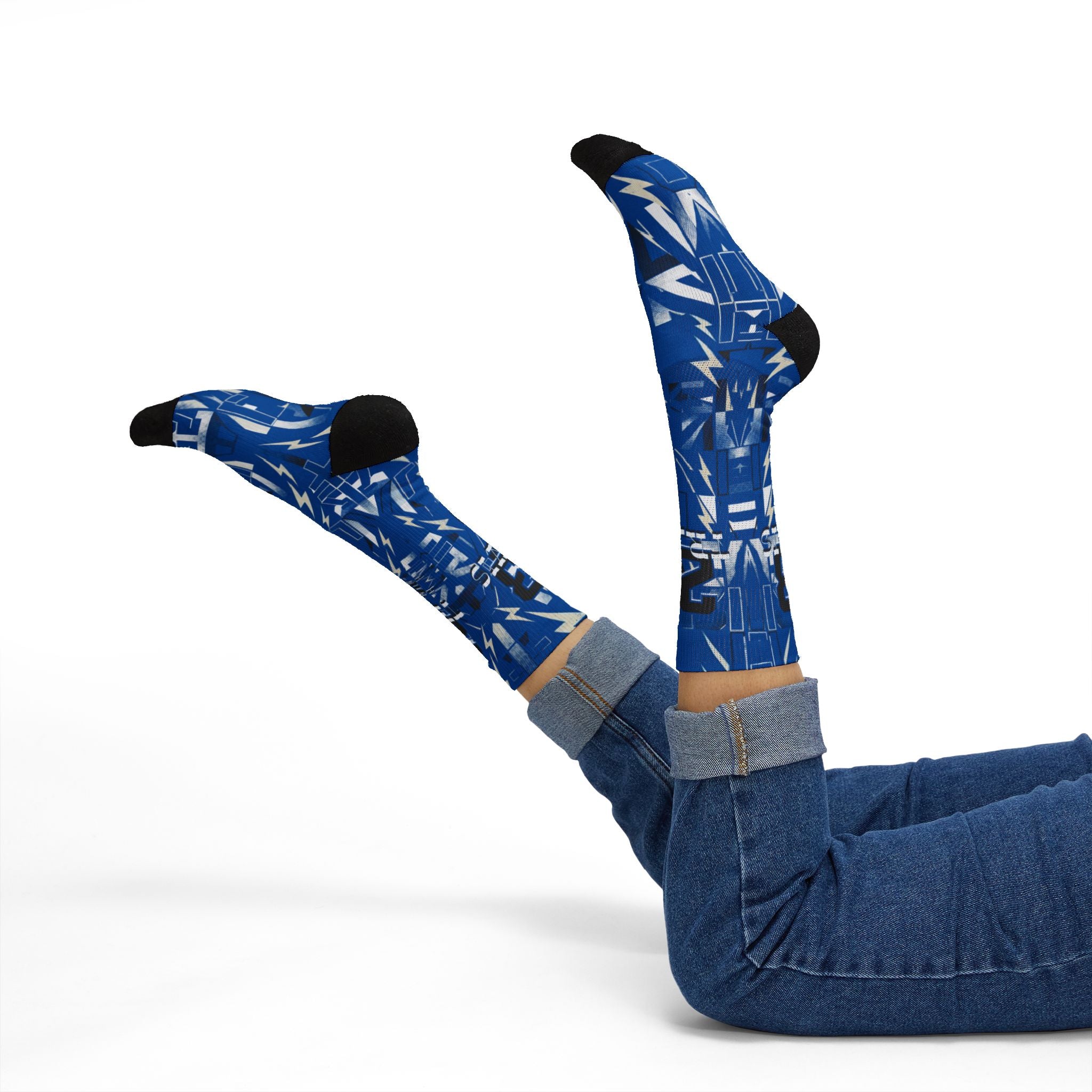 Matching Socks for Fragment Design x Travis Scott Jordan 1 Low OG Sail Military Blue Inspired Design