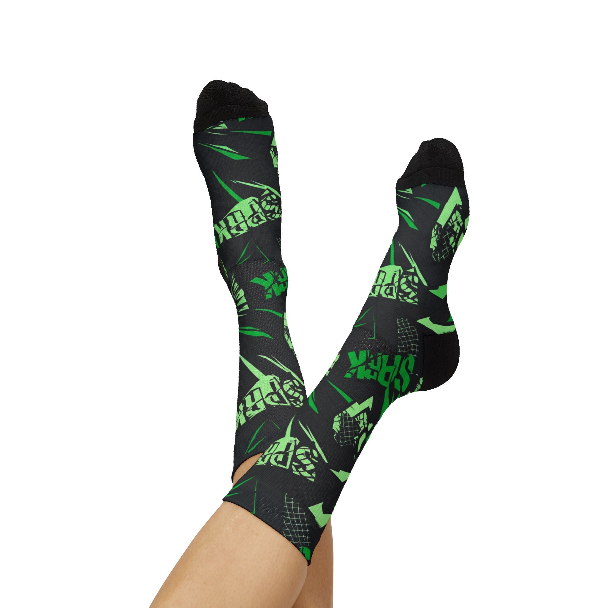 Socks to match Travis Scott Jordan Jumpman Jack Green Spark matching Crew Socks | Electric Lime Streetwear Basketball Socks