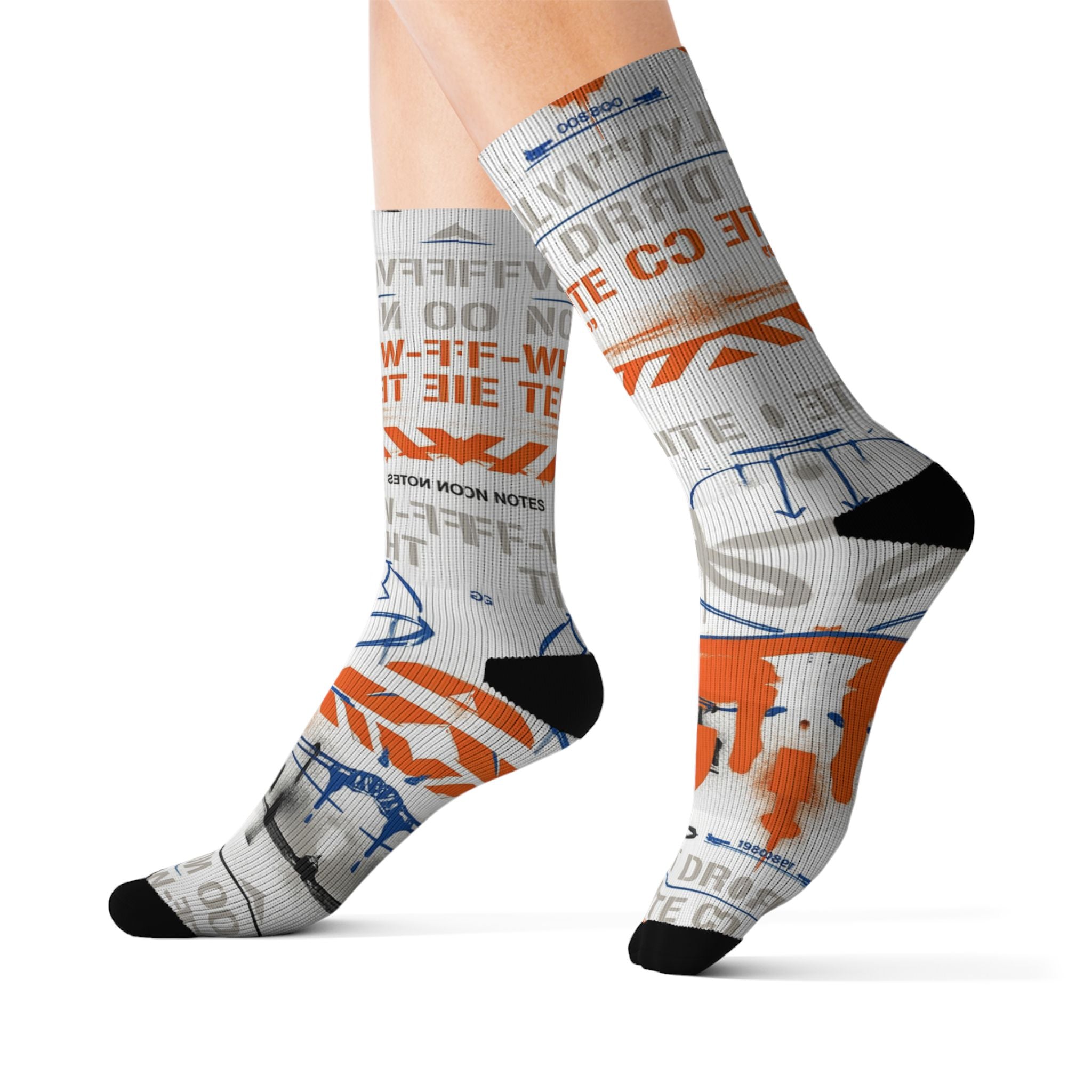 Socks to Match Jordan 1 Retro High OG Alaska Matching Crew Socks | Deconstructed White Industrial Streetwear