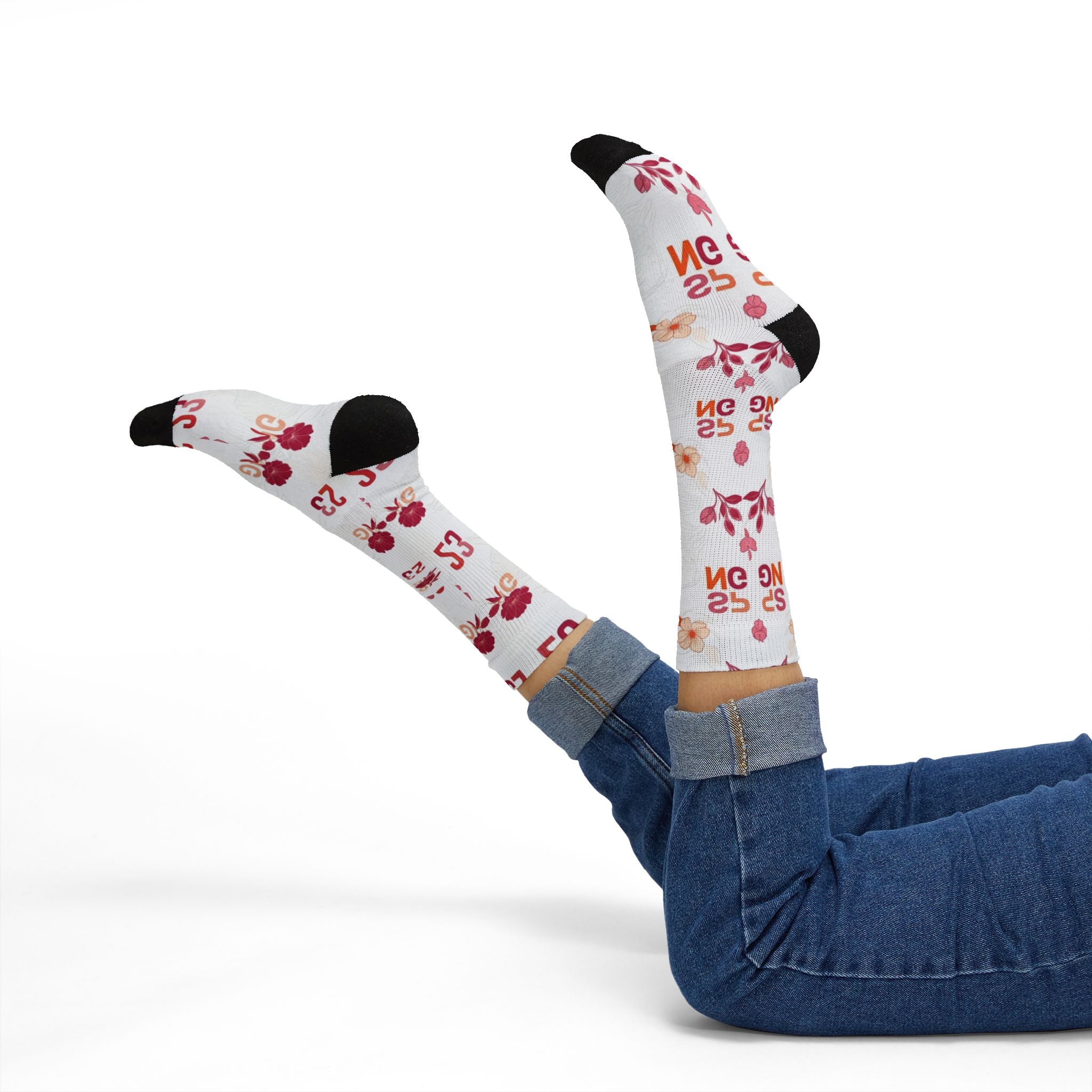 Socks to Match Jordan 3 Retro Spring Flowers Matching Crew Socks | Botanical Streetwear Floral Pattern Basketball