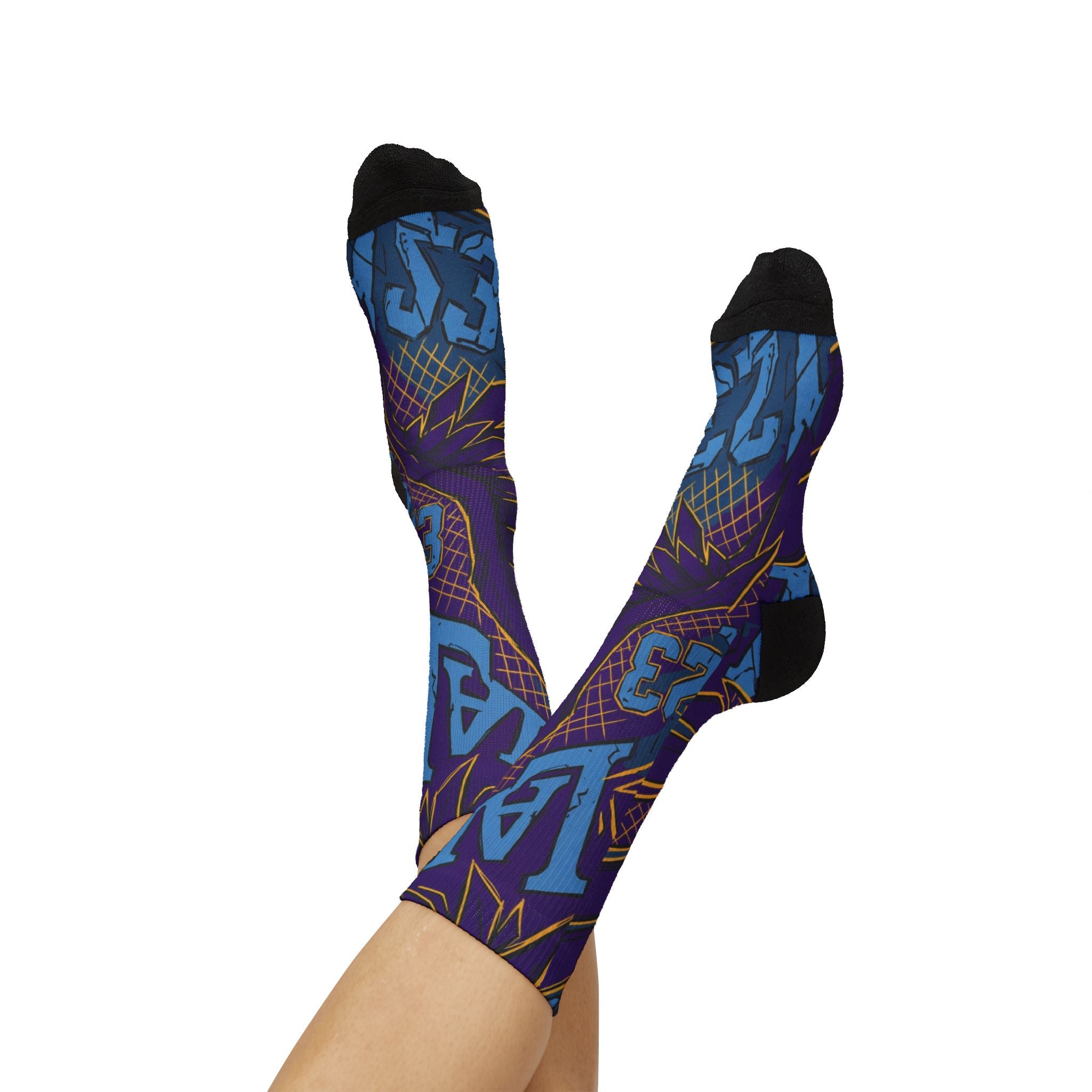 Socks to match Jordan 4 Retro Lakers matching Crew Socks | Purple Gold Basketball Streetwear Heritage