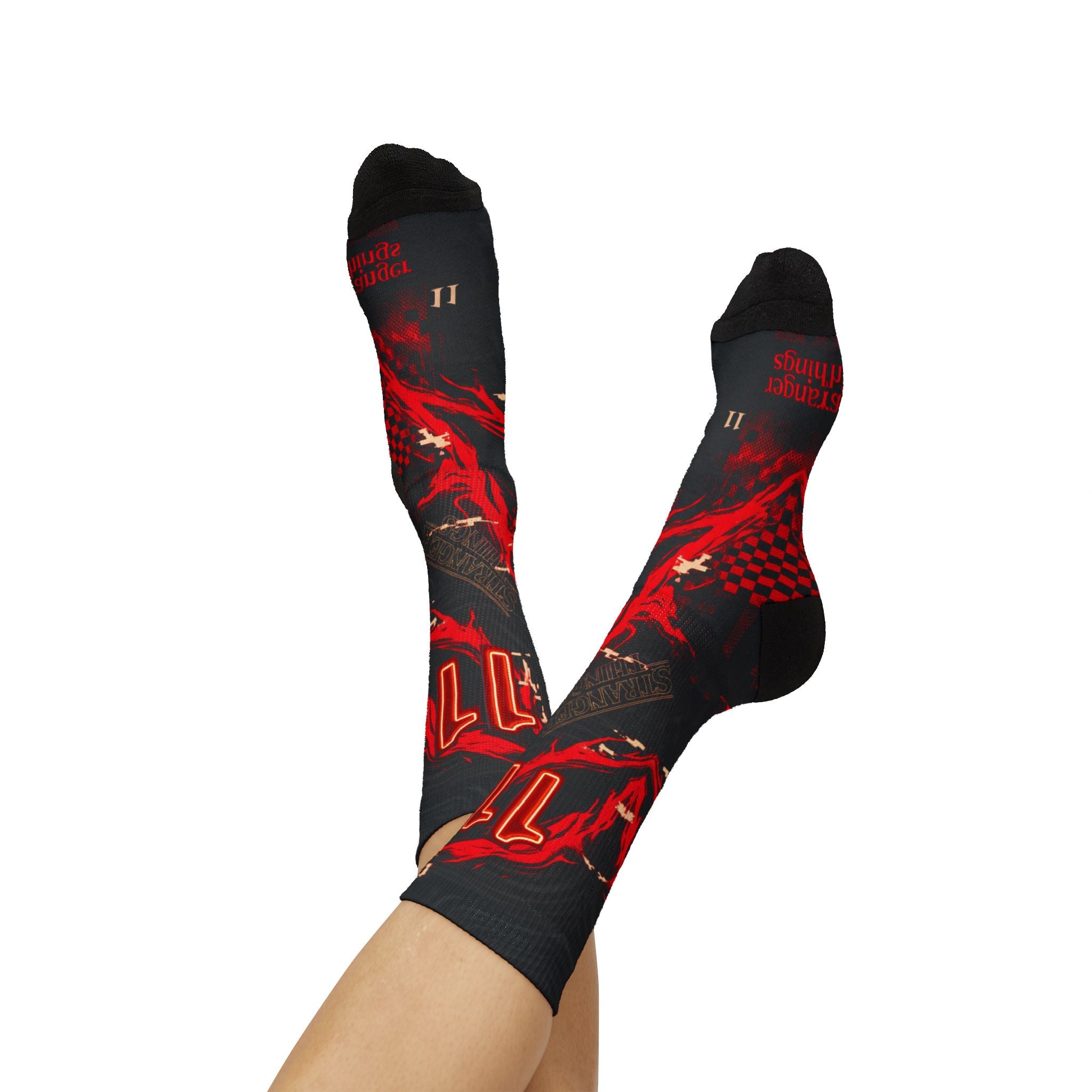 Socks to match Air Foamposite One Premium Black Bright Crimson Matching Crew Socks | Streetwear