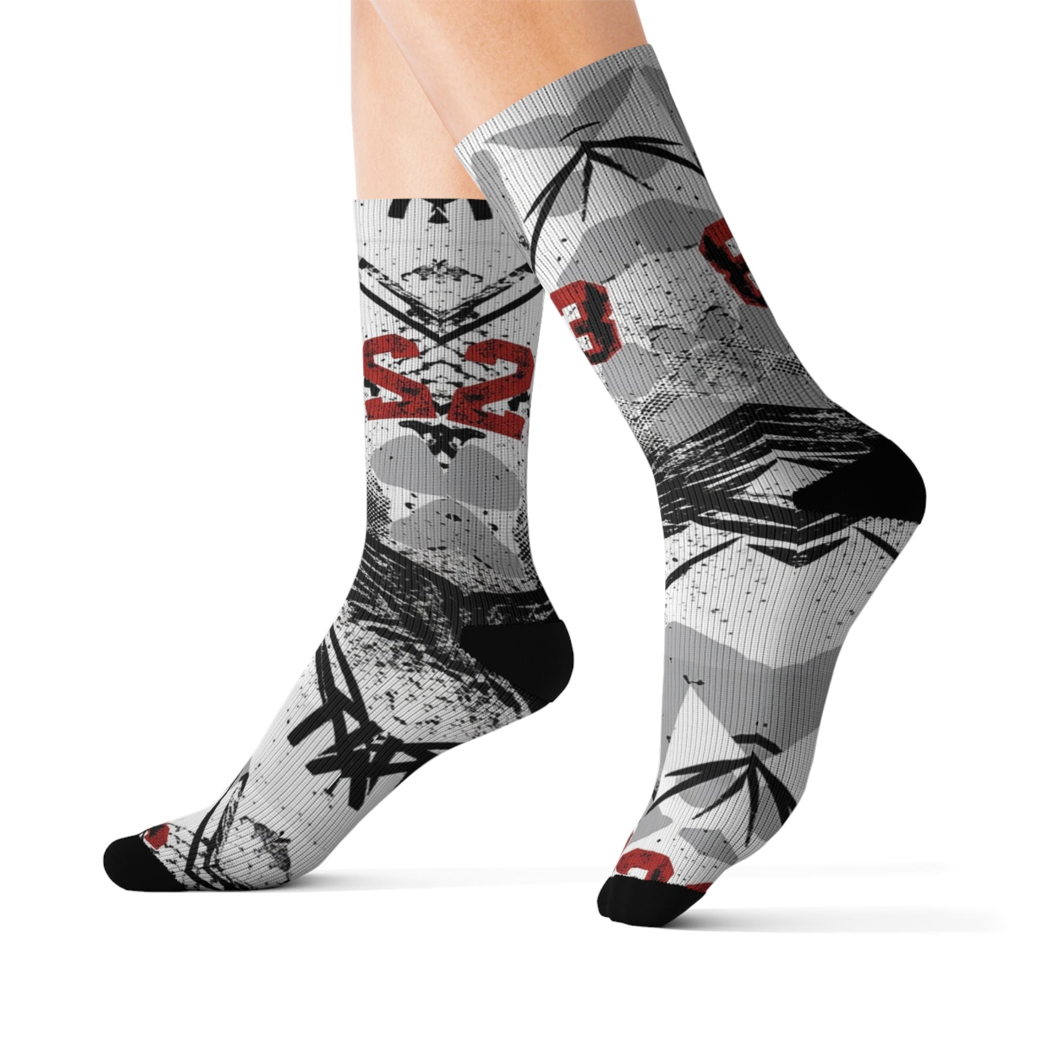 Socks to match Jordan 4 Retro White Cement Matching Crew Socks | Concrete Grey Basketball Streetwear