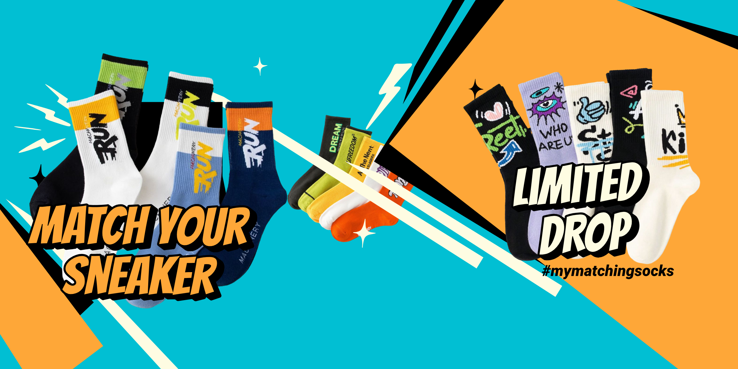 Match your sneaker limited drop banner for My Matching Socks sneaker matching socks